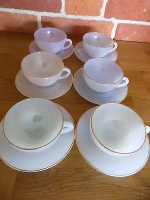 £30 • Buy Vintage French Opalescent Arcopal  Espresso Cups And Saucer Set 12 Pieces