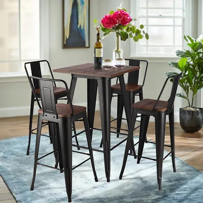 Tall Industrial Breakfast Bar Stool Table Set Indoor Outdoor Cafe Bistro Chairs • £89.95