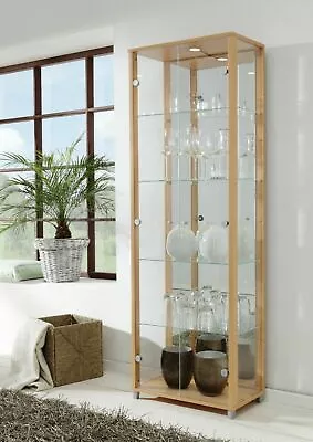 £229 • Buy New Universe LED 2 Door Display Glass Cabinet- In Black, Silver, White & Beech