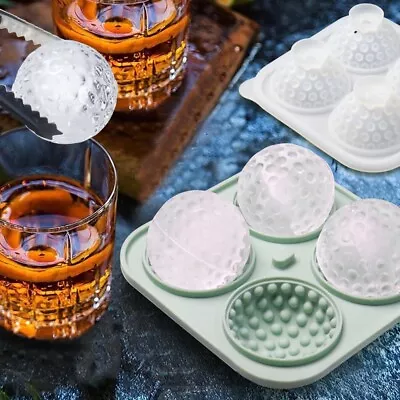 4 Grids Silicone Ice Cube Tray Golf Ball Shape Molds Non-stick Spherical Maker • £6.62