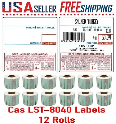 CAS LST-8040 Printing Scale Label 58 X 60 Mm UPC/Safe Handling 12 Rolls • $37.95