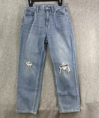 Old Navy Jeans Girls 16 Adjustable Waist High Cotton Distressed Slouchy Straight • $9.05