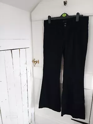 Lovely Womens Miss Selfridge Black Jeans Size 12 Straight Leg Kick Flare VGC • £4.99