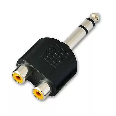 £5.28 • Buy 2 Splitters 1/4 Stereo 6.3mm Plug Male To Dual Female RCA Jacks Audio Y Adapter