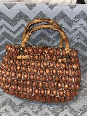 Vintage Wooden Beaded Cora Bag Purse Winklemans Made Japan • $1.99