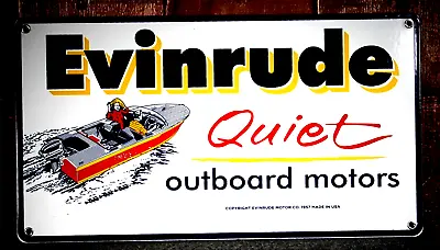 Evinrude Quiet Outboard Motors   Porcelain Collectible Rustic Advertising • $119.95