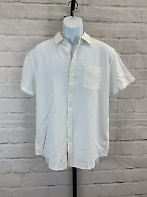 Lucky Brand Linen Short Sleeve Button Up Shirt Mens Size Medium White MSRP $59 • $30