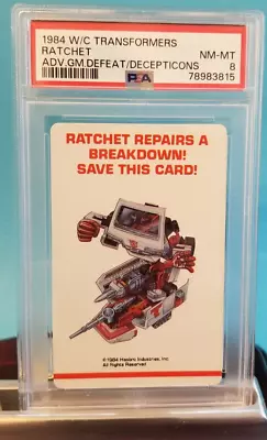 💥1984 PSA NM-MT 8 RETIRED RATCHET 1st Print Card Transformers G1 Hasbro💥 • $11.99