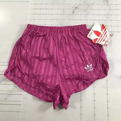 Vintage Adidas Running Shorts Womens S 28-30 Pink Purple Shimmery Striped • $99.99