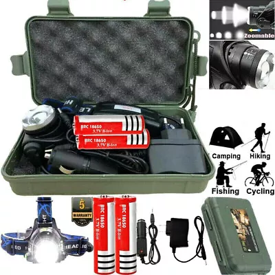 350000LM Zoomable LED Headlamp Rechargeable Headlight T6 Head Torch Lamp • $22.99