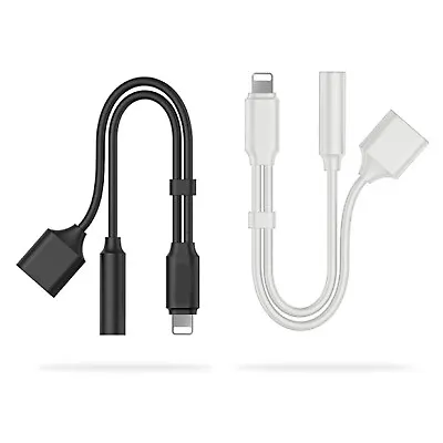 2 In 1 Audio & Charger 8 Pin To 3.5 MM Jack Adapter Charger Fits All IPhone • £6.45