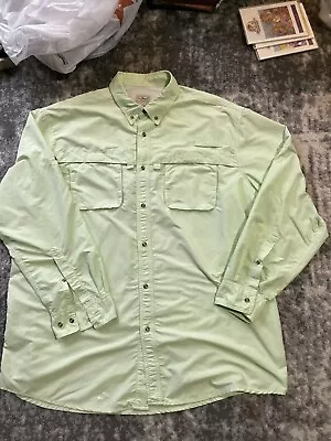 L.L. BEAN Men's Tropicwear L/S Vented Fishing Outdoor Shirt Lime Green XXL Tall • $20