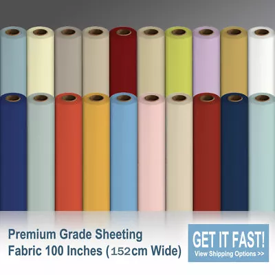 NightComfort Plain Fabric Sheeting High Thread PolyCotton 152cm Wide/ Metre • £2
