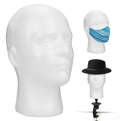 Male Styrofoam Mannequin Manikin Head Model Foam Wig Hair Glasses Display • $6.39