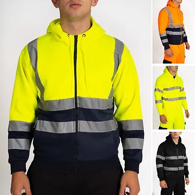 £23.99 • Buy Hi Viz Vis Zip Hoodie High Visibility Jacket Work Hoody Sweatshirt Fleece S-5XL
