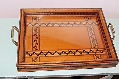 Vintage Small Wood Marquetry Serving Tray Circa 1930's • $149.99