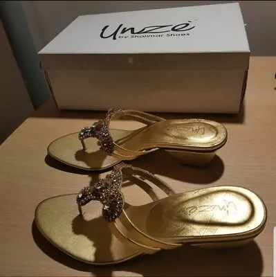 £4.99 • Buy Ladies Indian Wear Gold Sandals By Unze Couture - Shalimar Shoes Size UK 3 USED