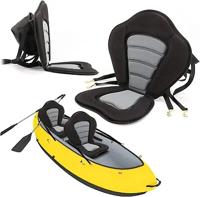 Deluxe Canoe Kayak Seat SUP Padded Adjustable Straps High Backrest Universal • £17.99