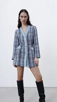$129 • Buy Zara Combination Structured Denim Coat/dress—brand New
