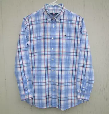 ❤ VINEYARD VINES Boys Plaid Button Shirt Size XL 18 Longsleeve Blue Red FREESHIP • $19.99