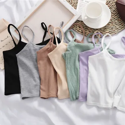 $6.45 • Buy Women Casual Spaghetti Strap Vest Crop Tops Short Camisole Tank Backless T-shirt