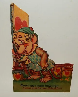Vintage Mechanical Valentine - Monkey Artist Painting With Palette • $12.99