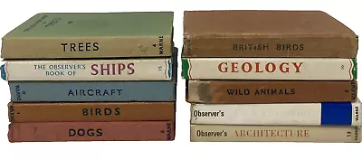 Vintage Observer’s Books Bundle X10 Birds Dogs Ships Geology Trees Sea&Seashore • £24.99
