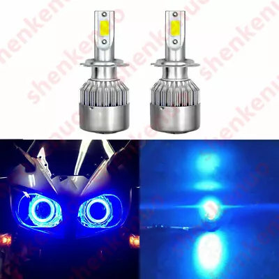 H7 LED Headlight Bulbs For Yamaha YZF-R6 2003-15 YZF-R1 2007-14 8000K Ice Blue K • $15.83