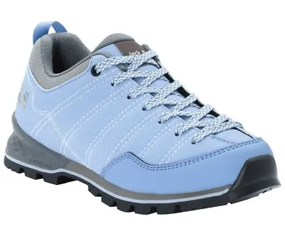 NEW Women's SZ 7 JACK WOLFSKIN Scrambler Vibram Hiking Shoes Light Blue & Gray • $34.96