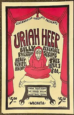 $225 • Buy VINTAGE 1973 Concert Poster: Uriah Heep, Billy Preston, McKendree Spring