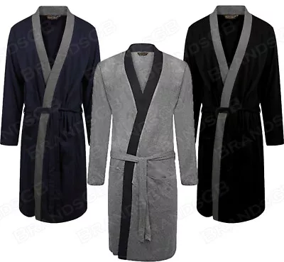 Men's Dressing Gown Lightweight Jersey Kimono Robe Wrap Sizes M-3xl • £14.95