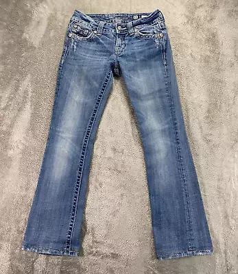 Miss Me Jeans Women's 25 Blue Bootcut Skinny Flap Pockets Low Rise Stretch Denim • $24.99
