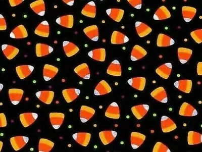 Fabric Remnant  Candy Corn & Dots  100% Cotton  Autumn Treat  Fall  Halloween • $5.75