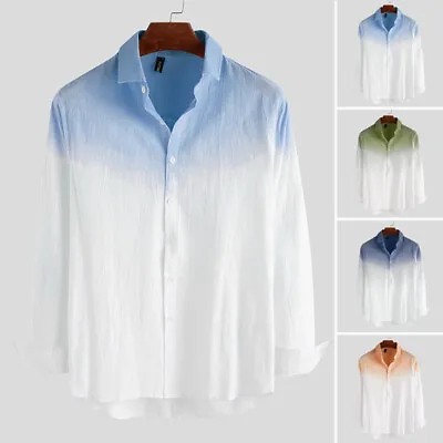 INCERUN Men Long Sleeve Shirt Cotton Blouse Hippie Shirt Office Party Blouse Top • $24.40