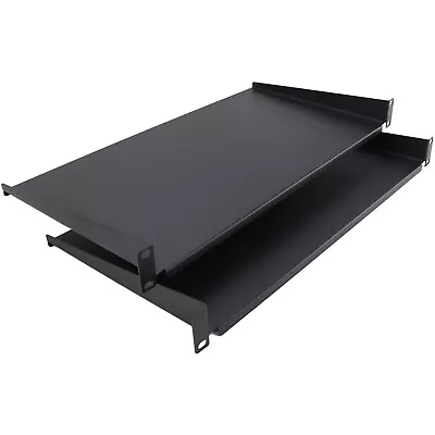 [Twin Pack] Fixed Cantilever Shelf 1U 250mm Deep Black 19 Inch Data Cabinet Rack • £22.74