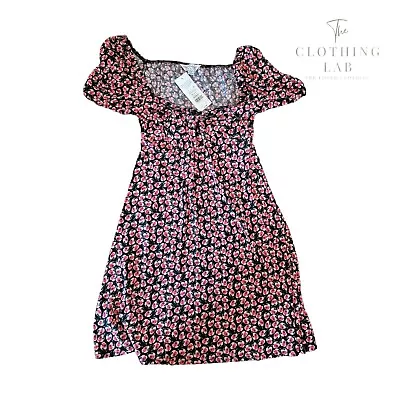 Miss Selfridge Floral Dress Size 10 BNWT Women Pink & Black • $9.89