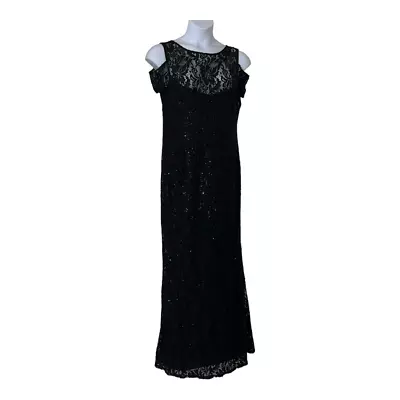 Marina Full Length Black Lace Sequined Formal Dress • $65