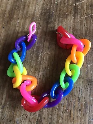 1980s Rainbow Chain Links Plastic Bracelet • £3