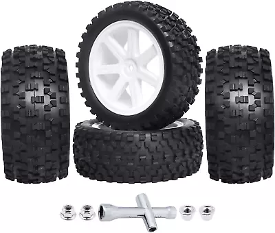 GoHobby 1/10 Buggy Wheels And Tires Pre-Glued 12mm Hex For Off-Road RC Cars Comp • $25.75