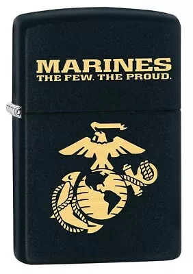 Zippo USMC Marine Corps Logo Lighter Black Matte NEW IN BOX • $26.99