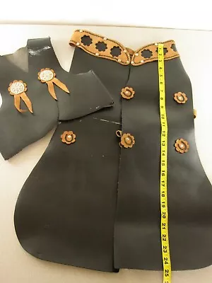 Vtg 50s Keyston Bros Western Black Vest Chaps Sz L Kids Halloween Costume Cowboy • $37.99