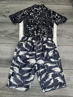 £6.50 • Buy ❤️NEXT❤️ SHARKS Swim Shorts & Sun Protection Top ~ Age 6