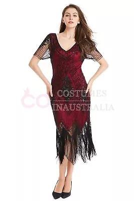 $45.50 • Buy Ladies 20s 1920s Roaring Flapper Costume Black Blue Sequin Gatsby Fancy Dress