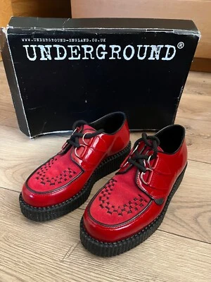 Underground Wulfrun Creeper Red Patent Suede UK4 VGC • £69.50