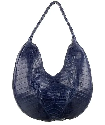 $1150 • Buy $4250 Nancy Gonzalez Blue Crocodile Large Shoulder Bag