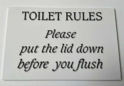 £3.99 • Buy Toilet Rules Sign Please Put The Lid Down Before You Flush