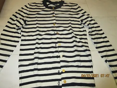 J. Crew Jackie Striped Cotton Button Front Long Sleeve Cardigan Size XXS L4763 • $13.50