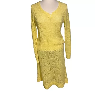 NWT Marisa Christina 80s Vintage Yellow Dress 2 Piece Set Loose Knit Sexy 10 • $53