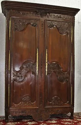 Antique Normandy Carved French Oak Marriage Armoire Wardrobe Circa 1780 • $7500