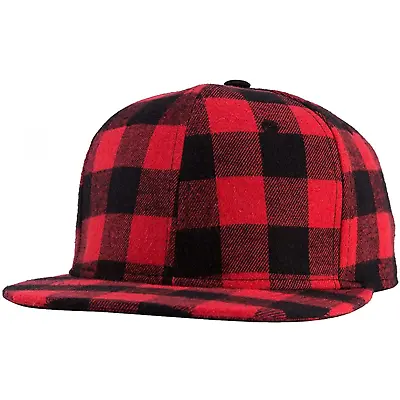 Flannel Plaid Style Hat High Top Baseball Cap - Red And Black Pattern • $14.99